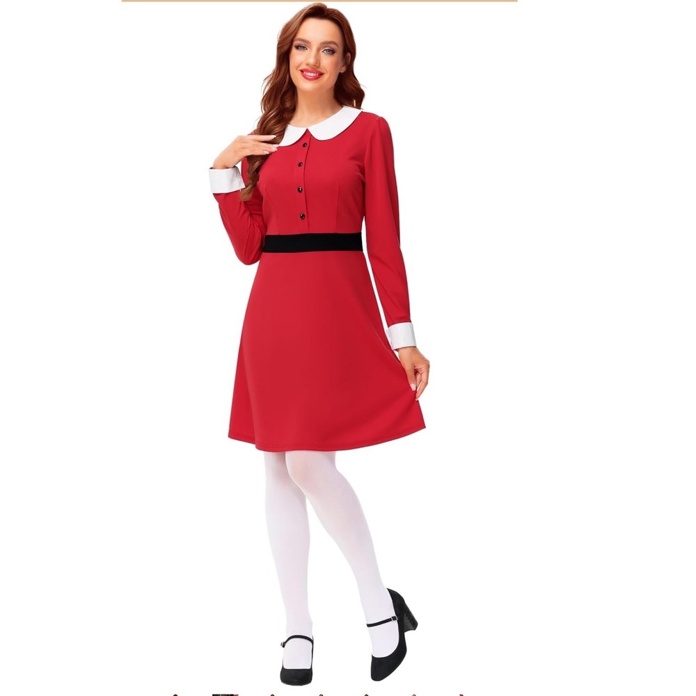 Veruca Salt or Annie Red Dress Halloween Theater Cosplay Costume Women's XS